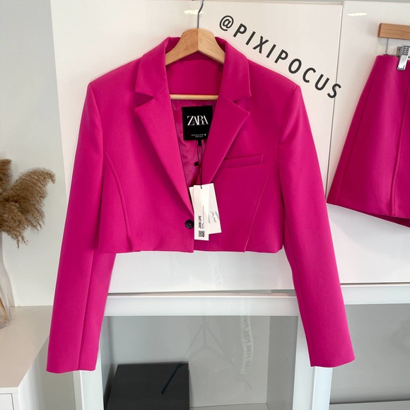 ZARA [ 2 PIECE ] SKIRT SUIT / BLAZER SET FUCHSIA PINK - Picture 14 of 16